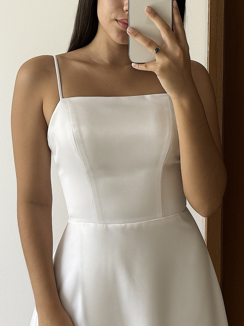 Vestido de Cetim Aurora - Noiva Civil